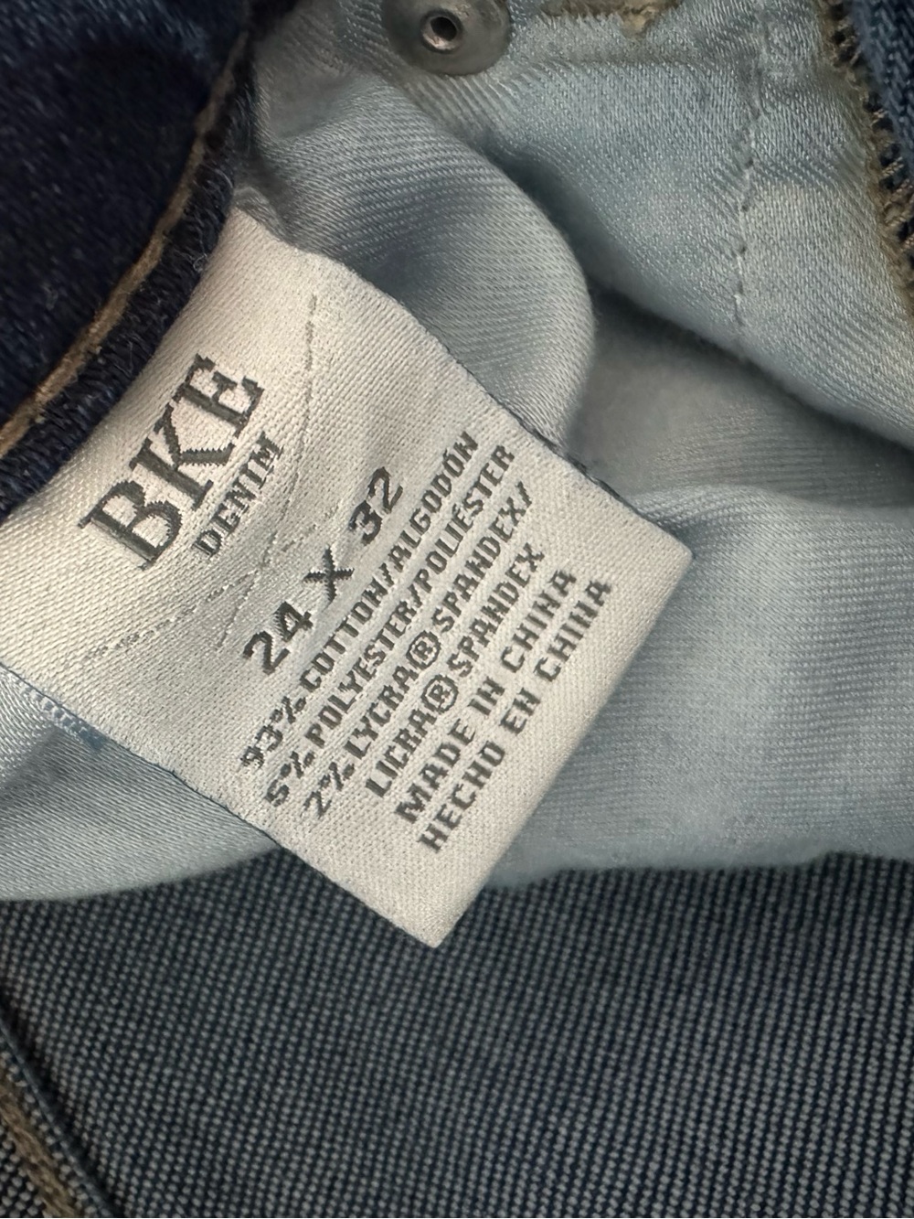 BKE Parker Dark Blue Distressed Flare Jeans - Picture 4 of 5